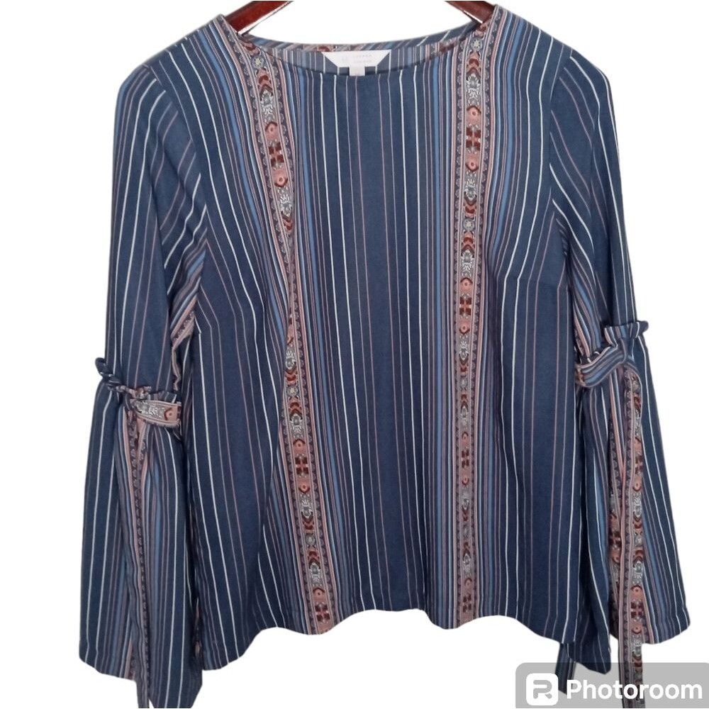 Lauren Conrad Blue Boho Feminine Top Size M